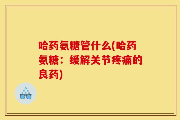 哈药氨糖管什么(哈药氨糖：缓解关节的良药)