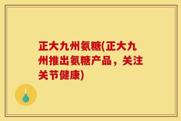 正大九州氨糖(正大九州推出氨糖产品，关注关节健康)