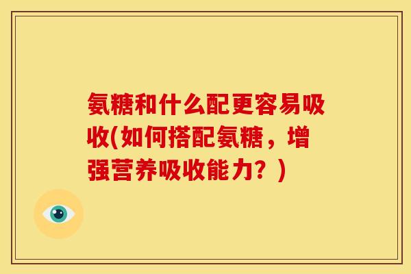 氨糖和什么配更容易吸收(如何搭配氨糖，增强营养吸收能力？)