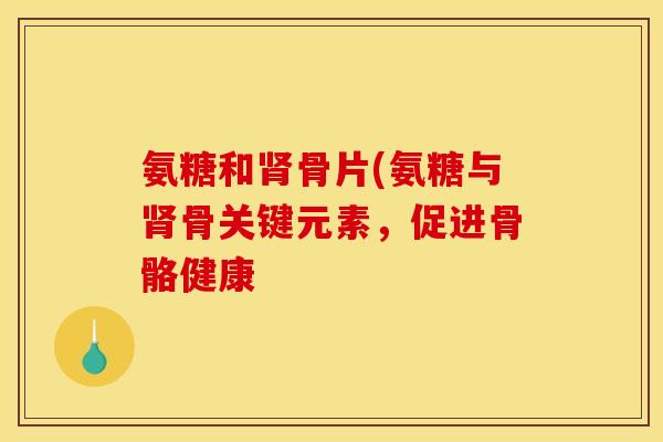 氨糖和肾骨片(氨糖与肾骨关键元素，促进骨骼健康