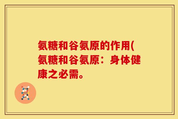 氨糖和谷氨原的作用(氨糖和谷氨原：身体健康之必需。