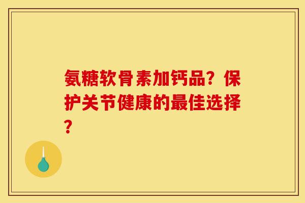 氨糖软骨素加钙品？保护关节健康的最佳选择？