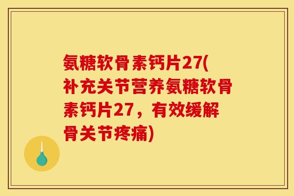 氨糖软骨素钙片27(补充关节营养氨糖软骨素钙片27，有效缓解骨关节疼痛)