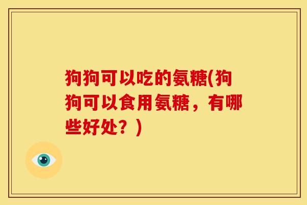 狗狗可以吃的氨糖(狗狗可以食用氨糖，有哪些好处？)