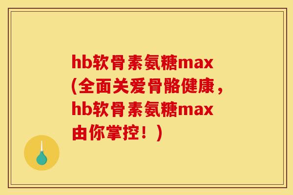 hb软骨素氨糖max(全面关爱骨骼健康，hb软骨素氨糖max由你掌控！)
