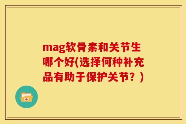 mag软骨素和关节生哪个好(选择何种补充品有助于保护关节？)