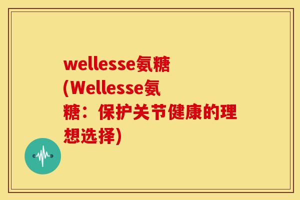 wellesse氨糖(Wellesse氨糖：保护关节健康的理想选择)