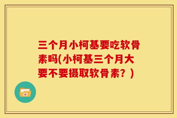 三个月小柯基要吃软骨素吗(小柯基三个月大要不要摄取软骨素？)