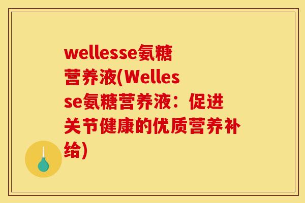 wellesse氨糖营养液(Wellesse氨糖营养液：促进关节健康的优质营养补给)