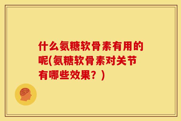 什么氨糖软骨素有用的呢(氨糖软骨素对关节有哪些效果？)