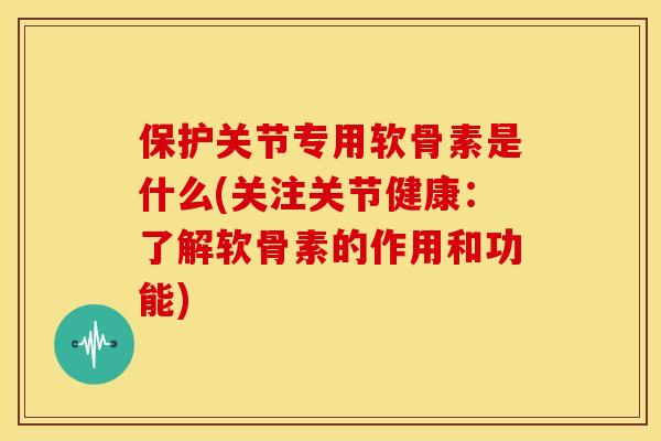 保护关节专用软骨素是什么(关注关节健康：了解软骨素的作用和功能)