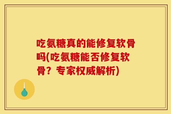 吃氨糖真的能修复软骨吗(吃氨糖能否修复软骨？专家权威解析)