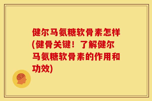 健尔马氨糖软骨素怎样(健骨关键！了解健尔马氨糖软骨素的作用和功效)