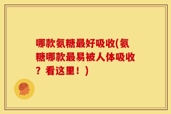 哪款氨糖最好吸收(氨糖哪款最易被人体吸收？看这里！)