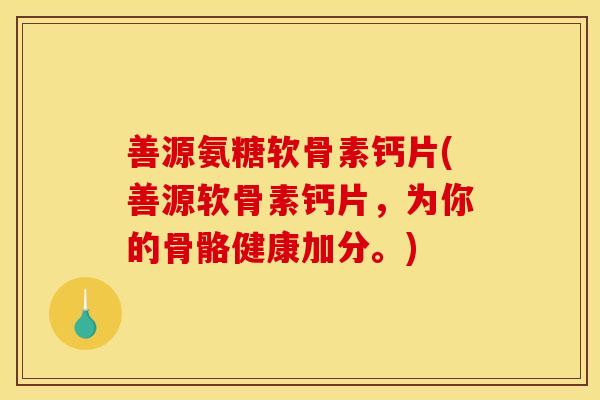 善源氨糖软骨素钙片(善源软骨素钙片,为你的骨骼健康加分。) 善源氨糖软骨素钙片(善源软骨素钙片,为你的骨骼健康加分。)