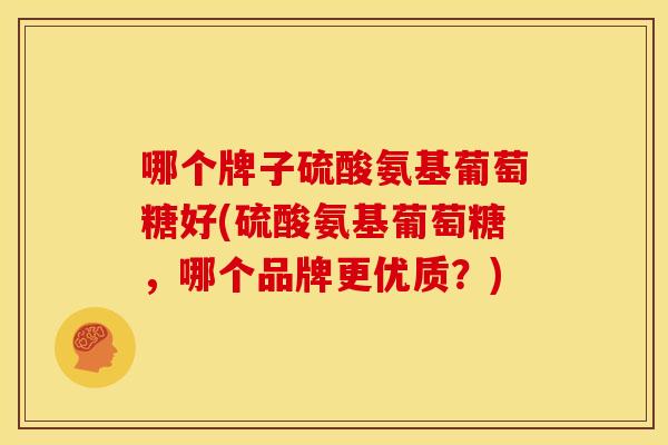 哪个牌子硫酸氨基葡萄糖好(硫酸氨基葡萄糖，哪个品牌更优质？)