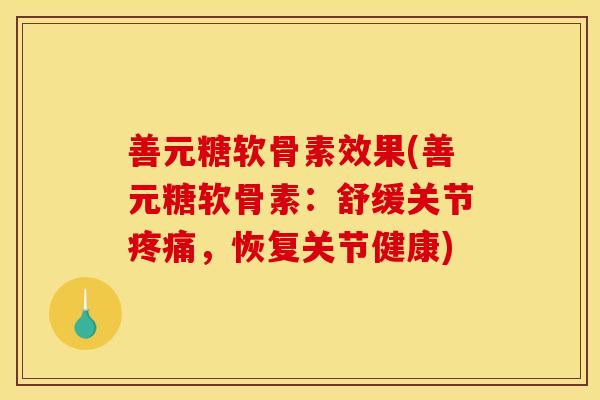 善元糖软骨素效果(善元糖软骨素：舒缓关节疼痛，恢复关节健康)