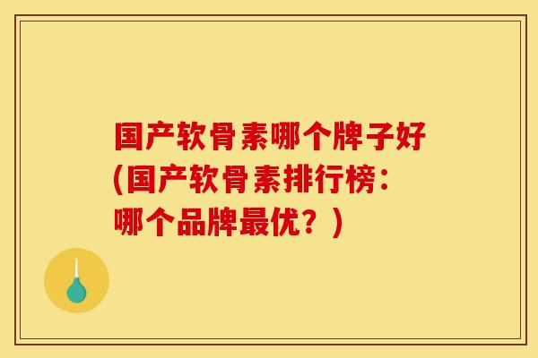 国产软骨素哪个牌子好(国产软骨素排行榜：哪个品牌最优？)