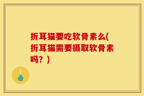折耳猫要吃软骨素么(折耳猫需要摄取软骨素吗？)