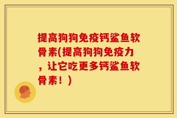 提高狗狗免疫钙鲨鱼软骨素(提高狗狗免疫力，让它吃更多钙鲨鱼软骨素！)