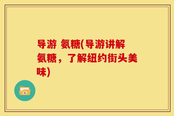 导游 氨糖(导游讲解氨糖，了解纽约街头美味)