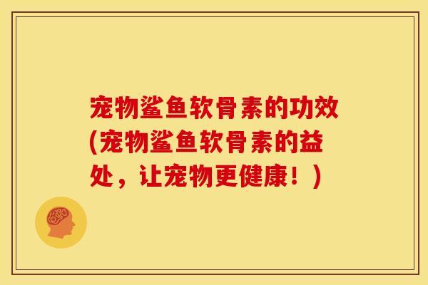 宠物鲨鱼软骨素的功效(宠物鲨鱼软骨素的益处,让宠物更健康!) 宠物鲨鱼软骨素的功效(宠物鲨鱼软骨素的益处,让宠物更健康!)