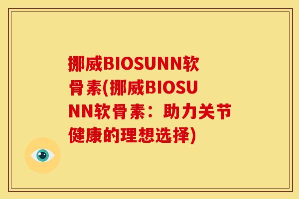 挪威BIOSUNN软骨素(挪威BIOSUNN软骨素：助力关节健康的理想选择)