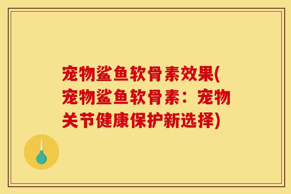 宠物鲨鱼软骨素效果(宠物鲨鱼软骨素：宠物关节健康保护新选择)