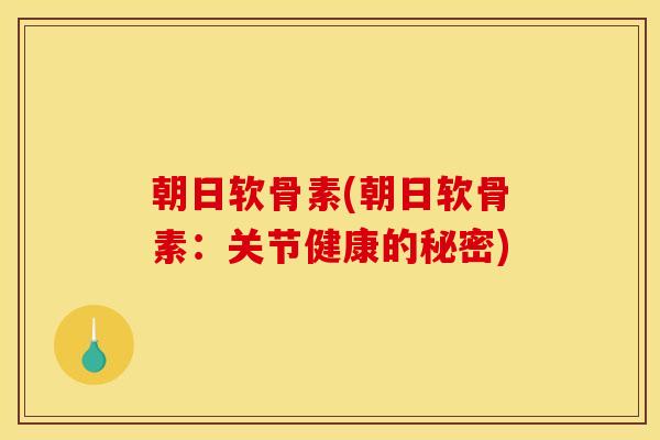 朝日软骨素(朝日软骨素：关节健康的秘密)