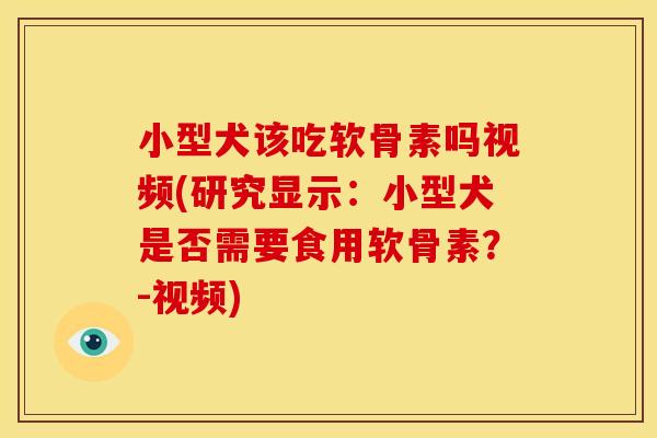 小型犬该吃软骨素吗视频(研究显示：小型犬是否需要食用软骨素？-视频)