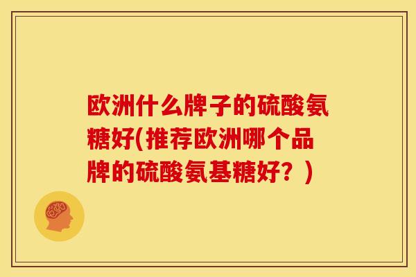 欧洲什么牌子的硫酸氨糖好(推荐欧洲哪个品牌的硫酸氨基糖好？)