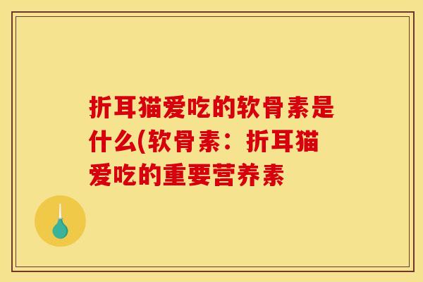 折耳猫爱吃的软骨素是什么(软骨素：折耳猫爱吃的重要营养素