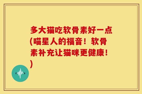 多大猫吃软骨素好一点(喵星人的福音！软骨素补充让猫咪更健康！)