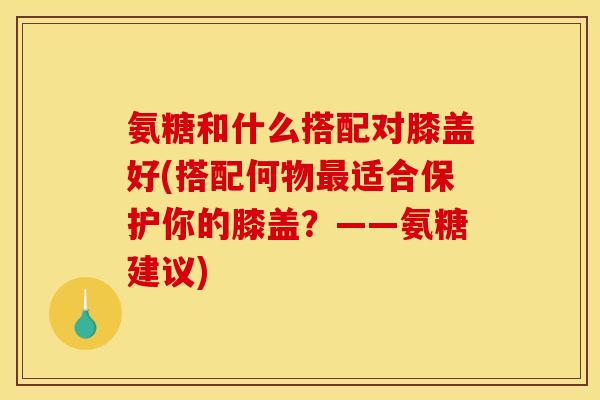 氨糖和什么搭配对膝盖好(搭配何物最适合保护你的膝盖？——氨糖建议)