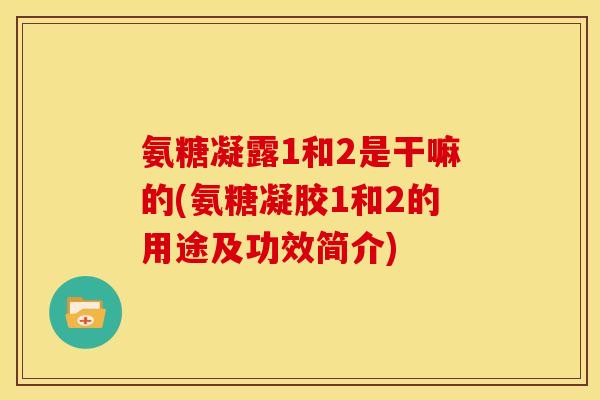 氨糖凝露1和2是干嘛的(氨糖凝胶1和2的用途及功效简介)