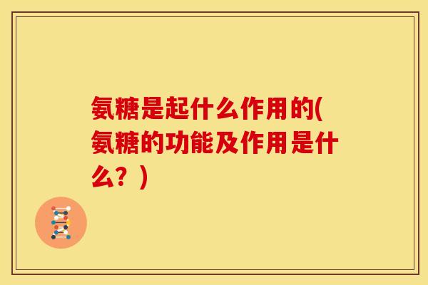 氨糖是起什么作用的(氨糖的功能及作用是什么?) 氨糖是起什么作用的(氨糖的功能及作用是什么?)