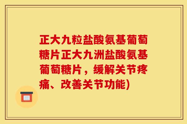 正大九粒盐酸氨基葡萄糖片正大九洲盐酸氨基葡萄糖片，缓解关节疼痛、改善关节功能)