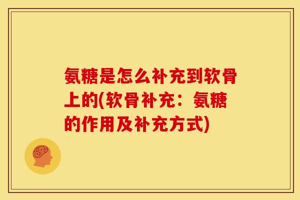 氨糖是怎么补充到软骨上的(软骨补充：氨糖的作用及补充方式)