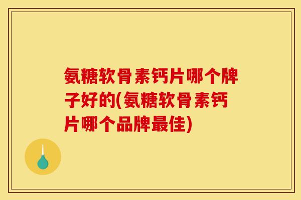 氨糖软骨素钙片哪个牌子好的(氨糖软骨素钙片哪个品牌佳) 氨糖软骨素钙片哪个牌子好的(氨糖软骨素钙片哪个品牌佳)