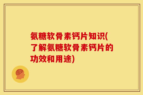 氨糖软骨素钙片知识(了解氨糖软骨素钙片的功效和用途)