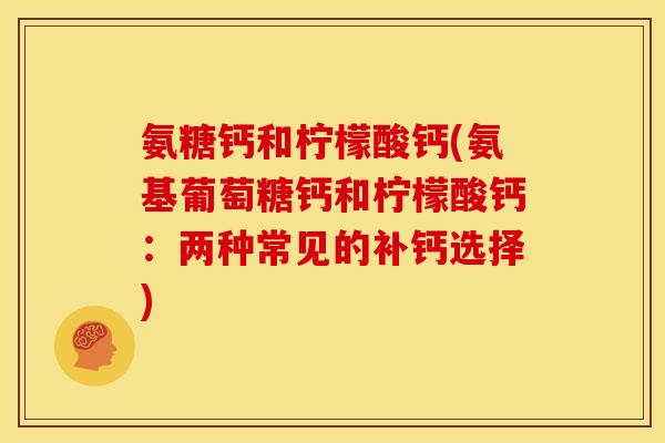 氨糖钙和柠檬酸钙(氨基葡萄糖钙和柠檬酸钙：两种常见的补钙选择)