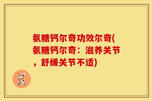 氨糖钙尔奇功效尔奇(氨糖钙尔奇：滋养关节，舒缓关节不适)
