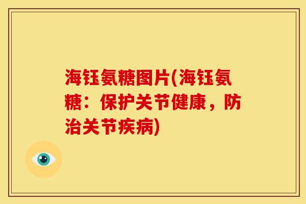 海钰氨糖图片(海钰氨糖:保护关节健康,防关节) 海钰氨糖图片(海钰氨糖:保护关节健康,防关节)