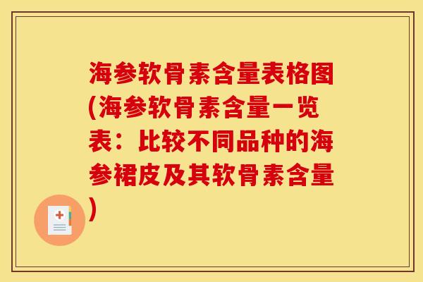 海参软骨素含量表格图(海参软骨素含量一览表：比较不同品种的海参裙皮及其软骨素含量)