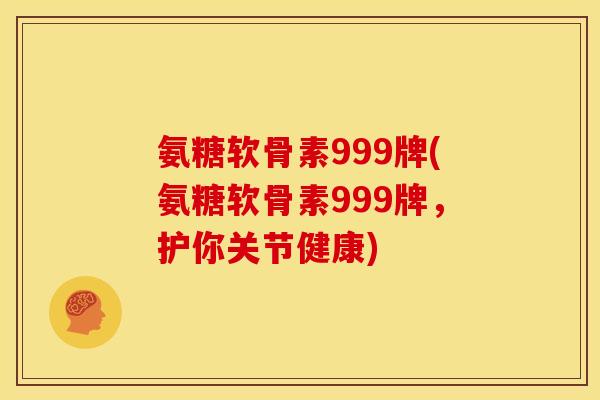 氨糖软骨素999牌(氨糖软骨素999牌，护你关节健康)