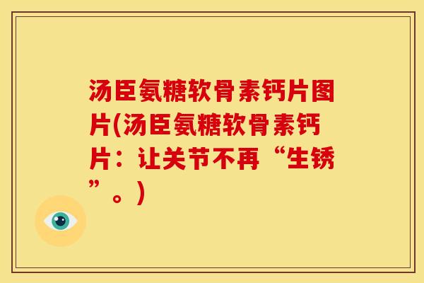 汤臣氨糖软骨素钙片图片(汤臣氨糖软骨素钙片：让关节不再“生锈”。)
