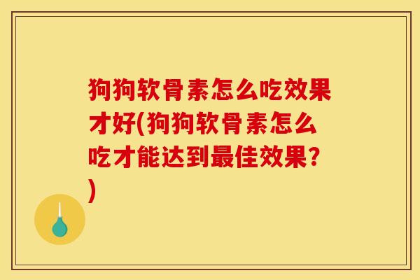 狗狗软骨素怎么吃效果才好(狗狗软骨素怎么吃才能达到最佳效果？)