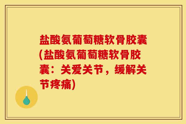 盐酸氨葡萄糖软骨胶囊(盐酸氨葡萄糖软骨胶囊：关爱关节，缓解关节疼痛)