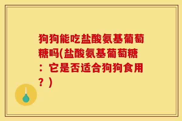 狗狗能吃盐酸氨基葡萄糖吗(盐酸氨基葡萄糖：它是否适合狗狗食用？)