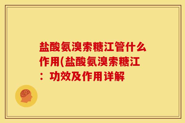 盐酸氨溴索糖江管什么作用(盐酸氨溴索糖江：功效及作用详解